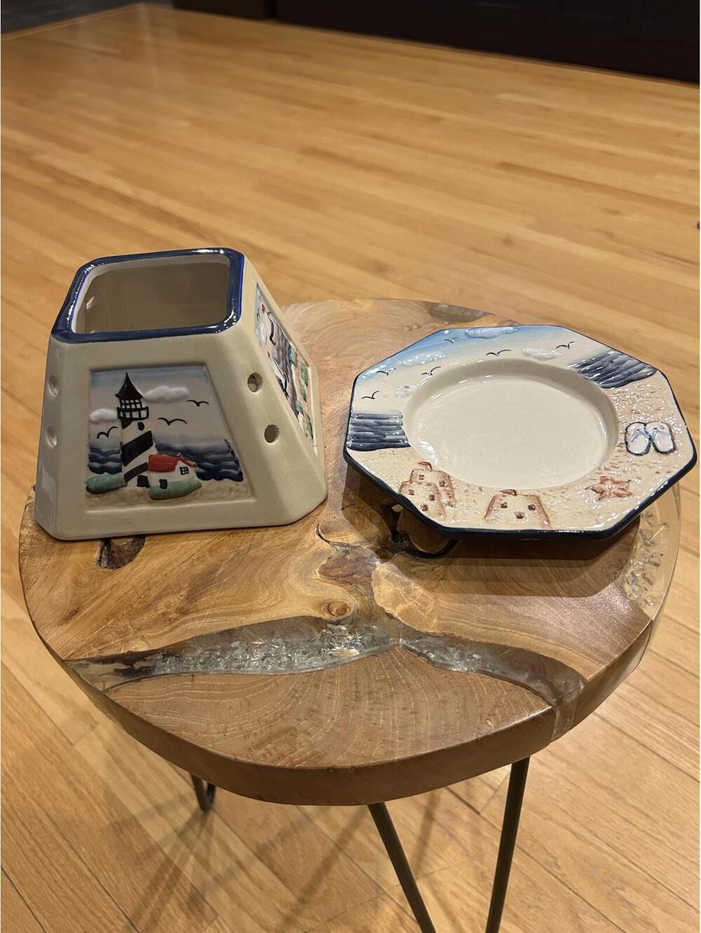 Ceramic Nautical Themed Candle Holder Set